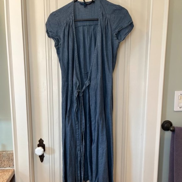 Boden blue heather linen crinkle wrap dress size 8R - Picture 1 of 6